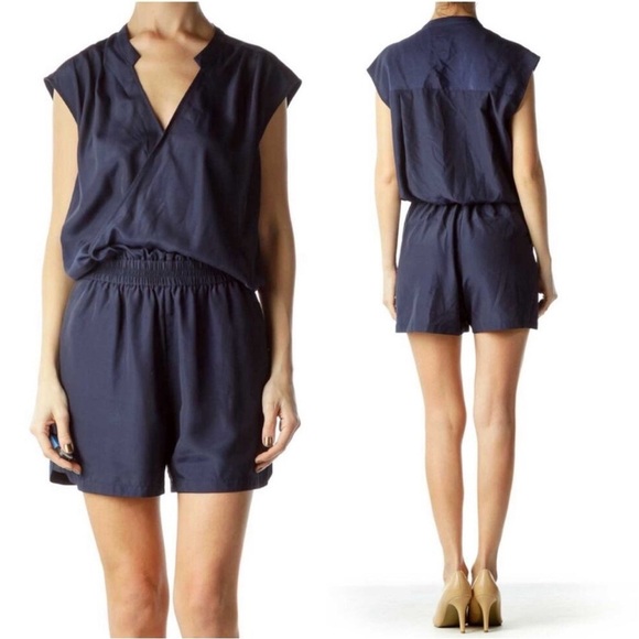 J. Crew Sleeveless Navy Blue V-Neck Romper - Picture 2 of 14